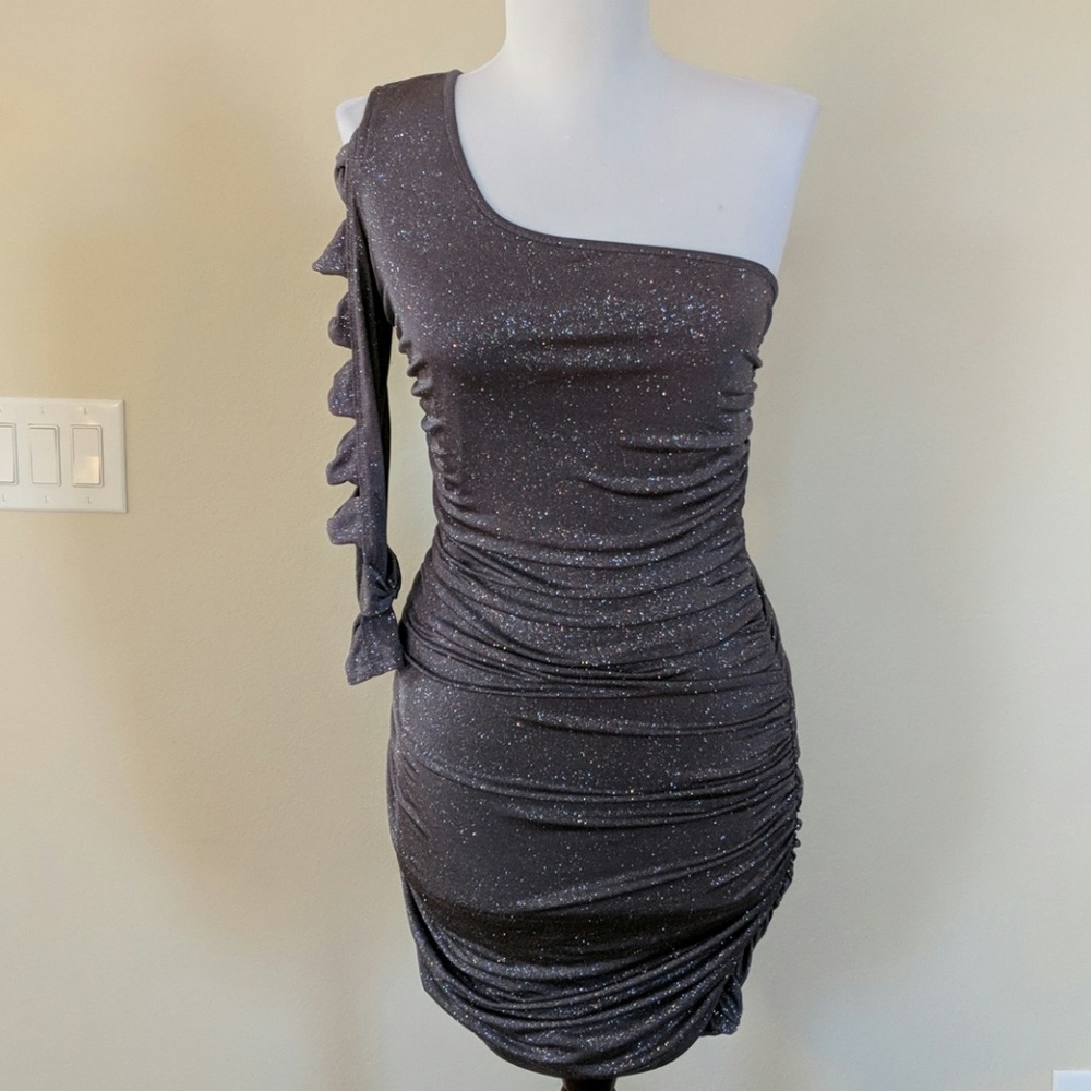 Sparkly long sleeve mini party dress